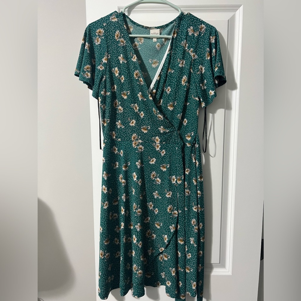 Green floral dress